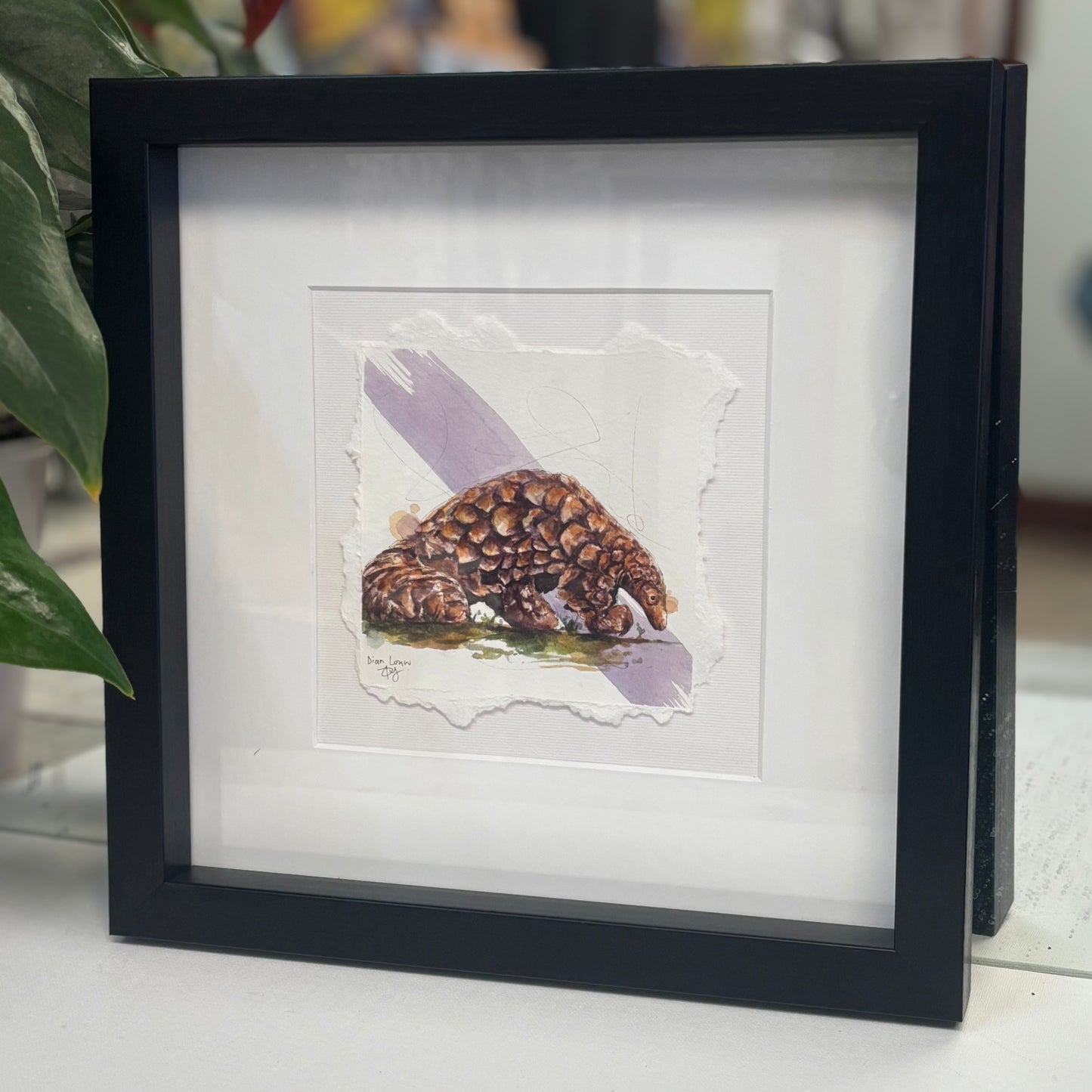 Pangolin full body in watercolour