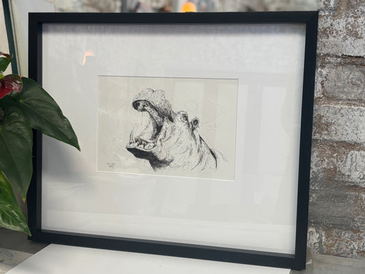 Hippopotamus pen sketch