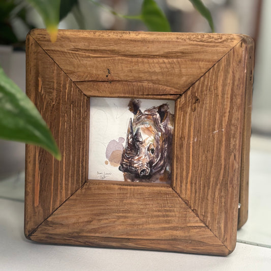 White Rhino miniature watercolour