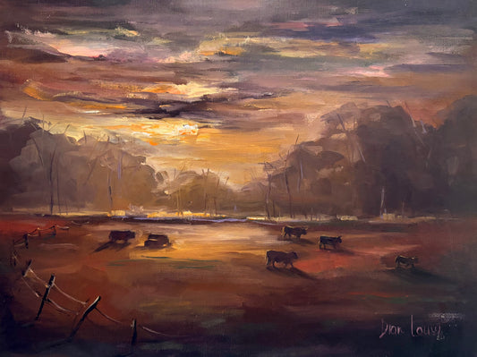 Cows at sunset