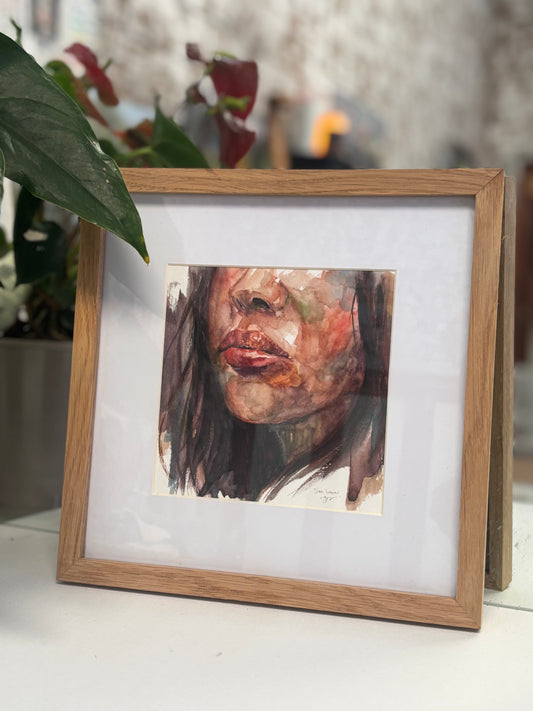 Semi-abstract femme fatale in watercolour