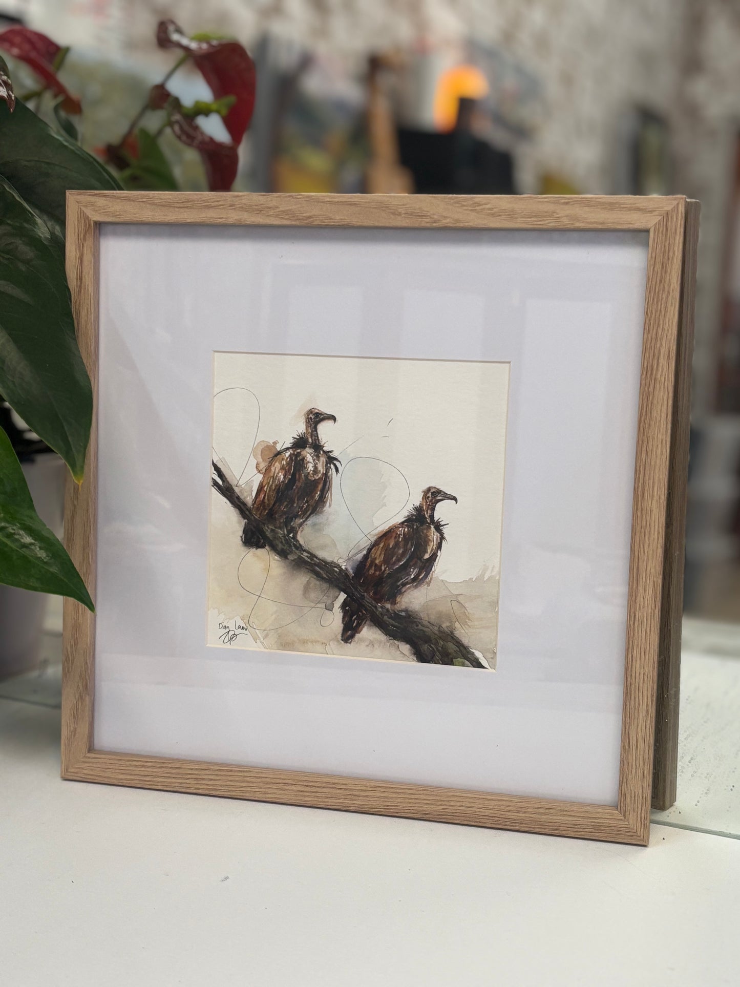 2 Vultures in watercolour