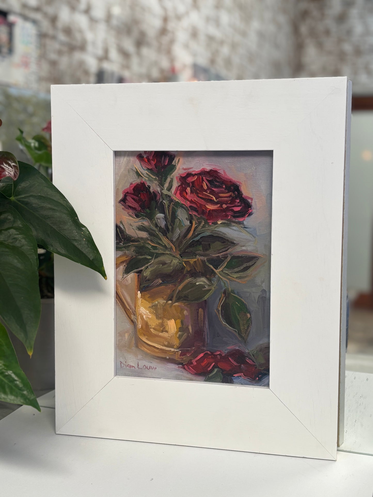 Rose in gold oil painting