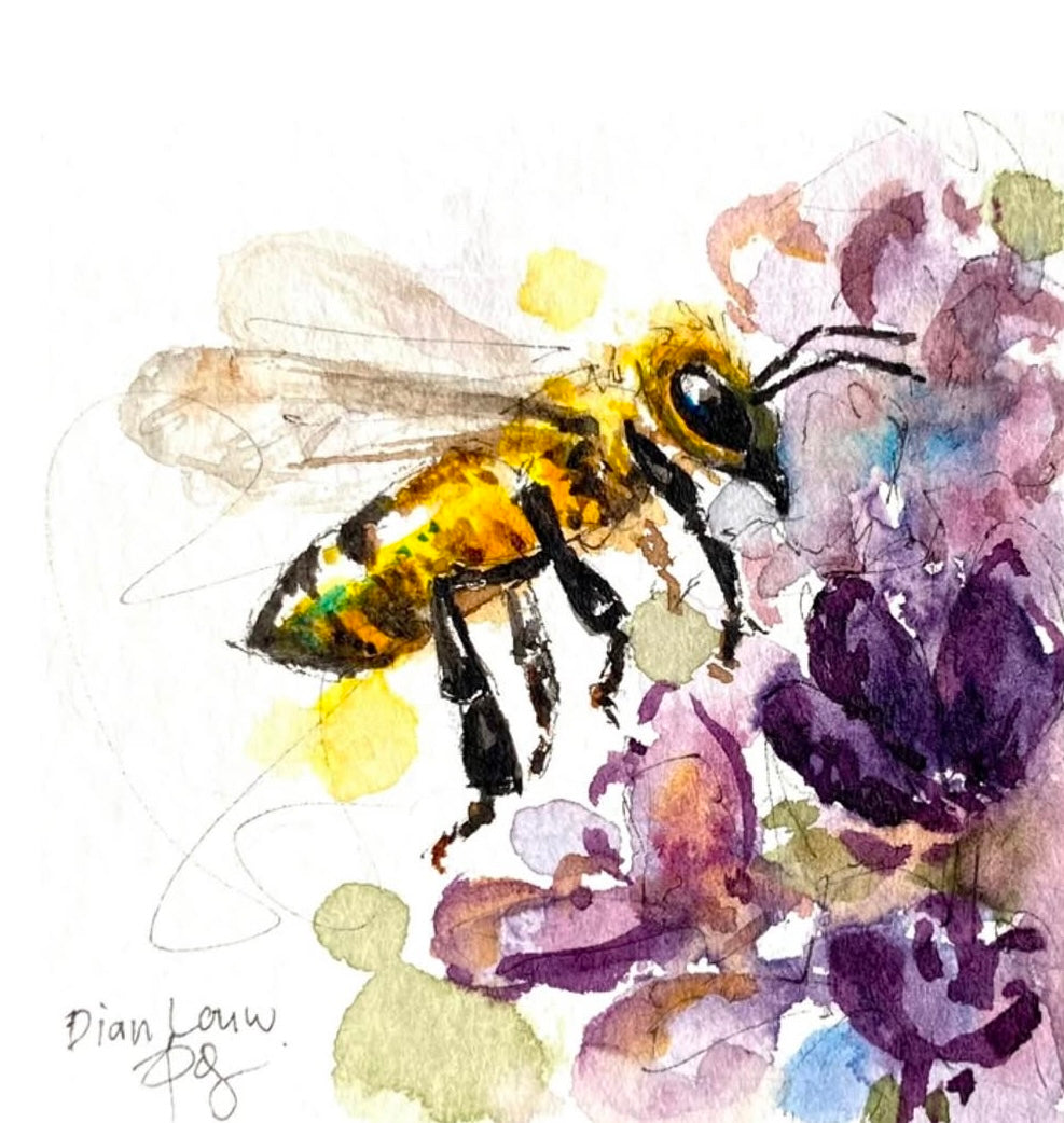 Bee with big purple flower