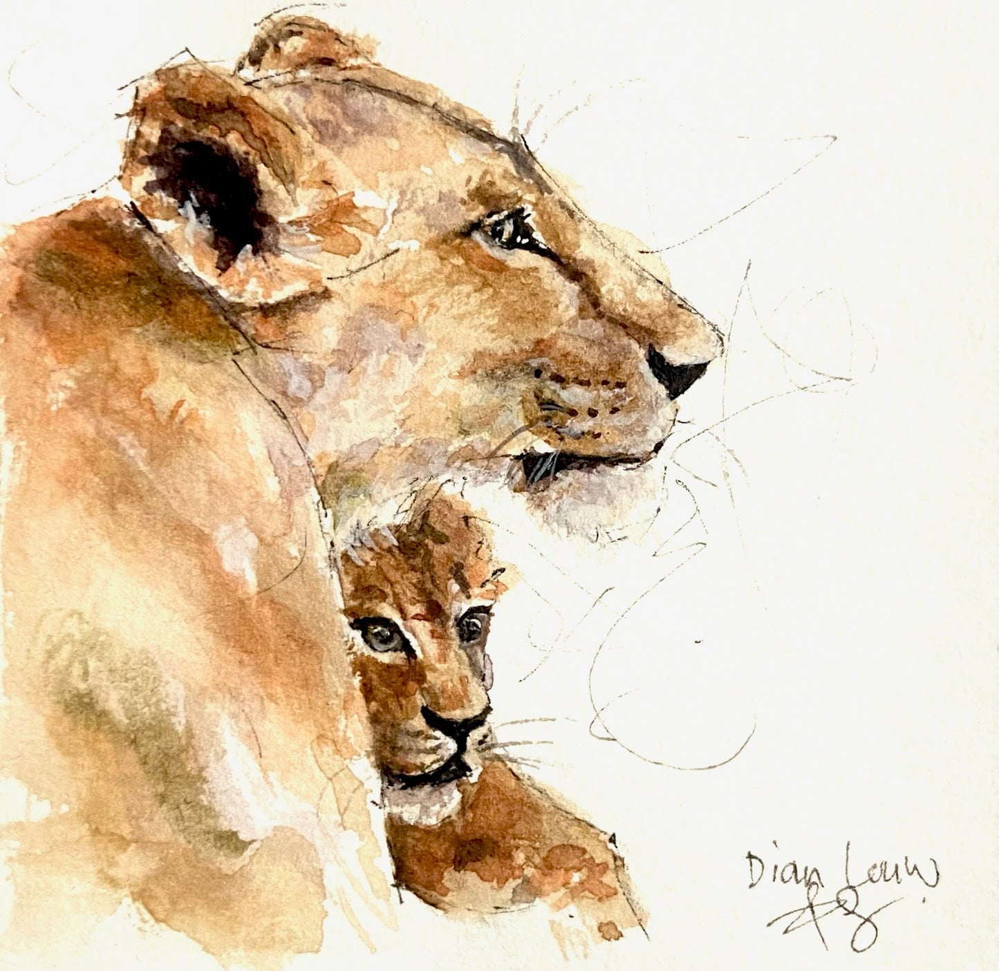 Lioness and cub