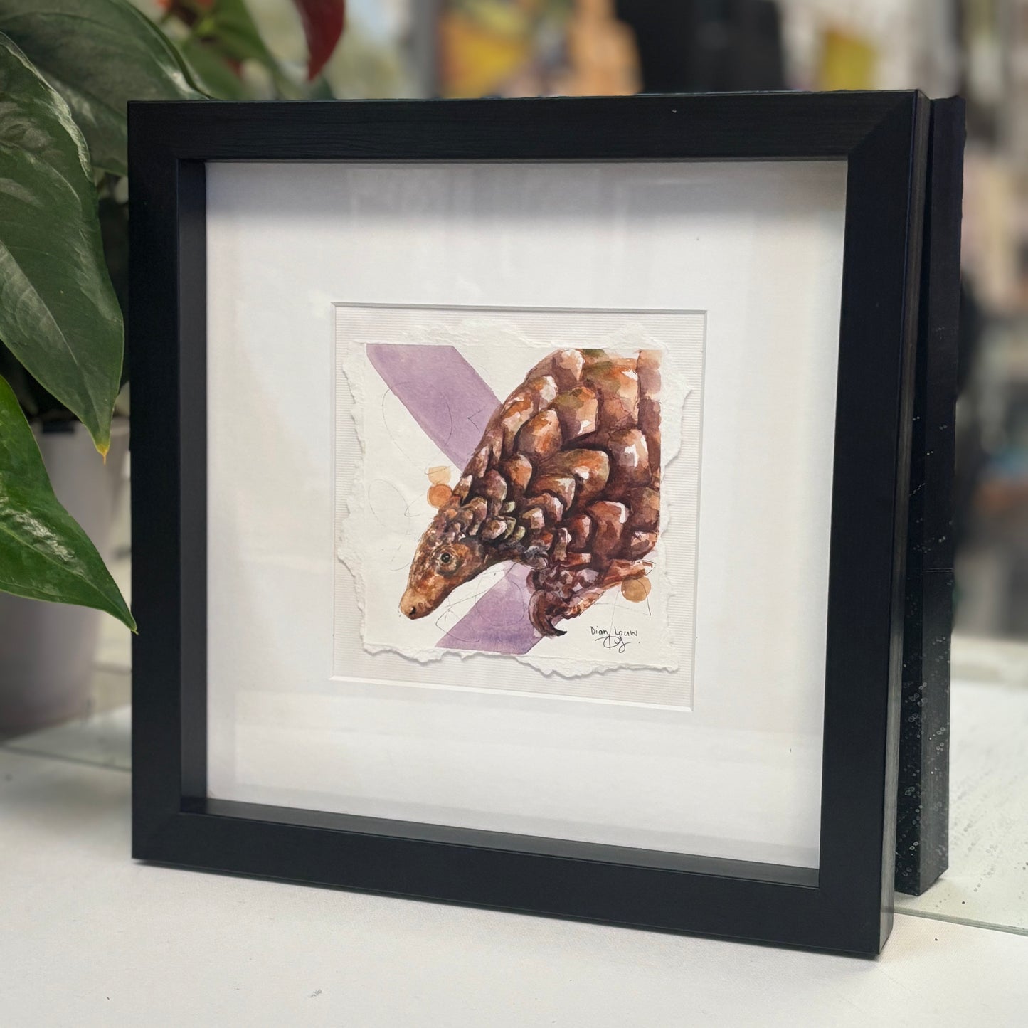 Pangolin close-up in watercolour