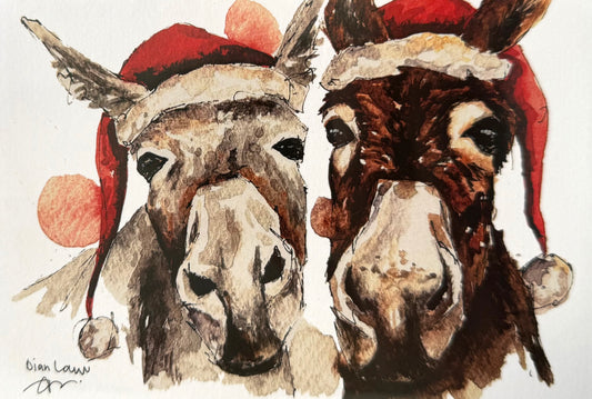 Christmas pair of donkeys