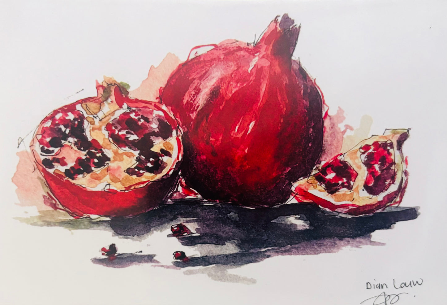Watercolour pomegranate