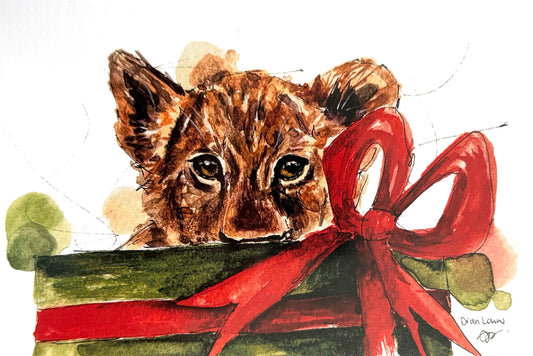 Christmas lion cub