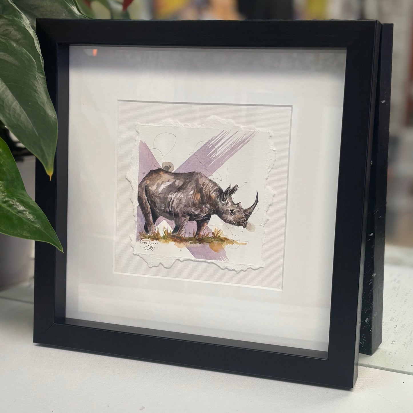 Black Rhino in watercolour