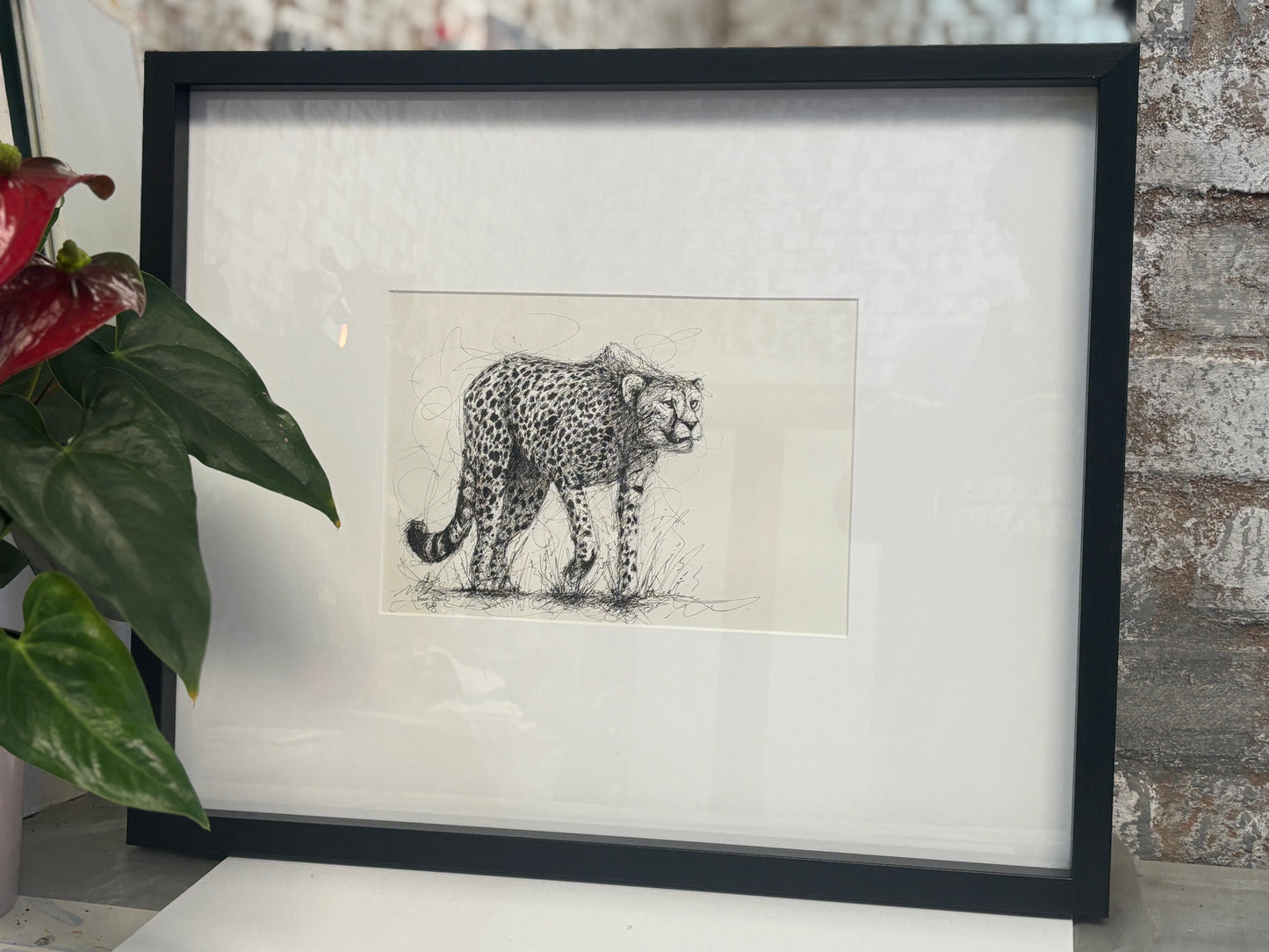 Lurking Cheetah pen sketch