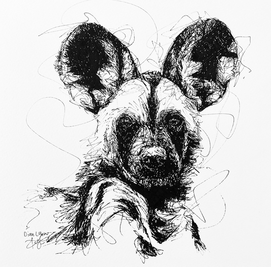 Wild dog pen-sketch